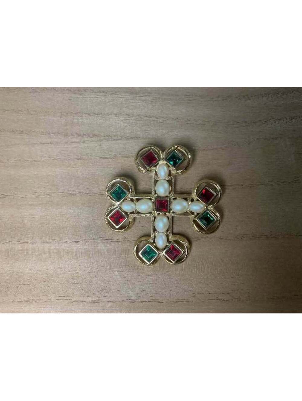 Vintage Joan Rivers medieval-revival cross brooch